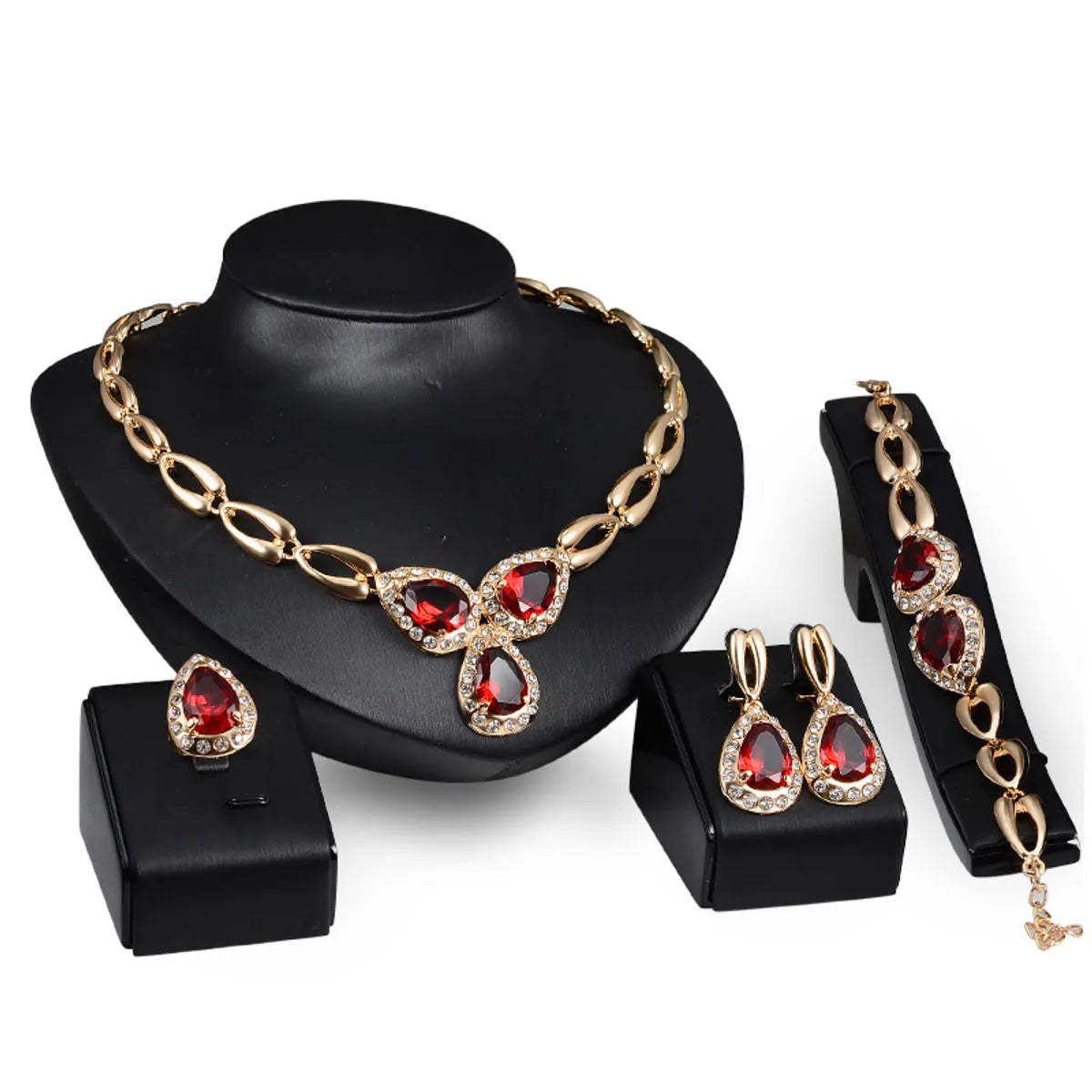 Occident Alloy Drill Set Earring + Necklace + Bracelet Nhxs0771