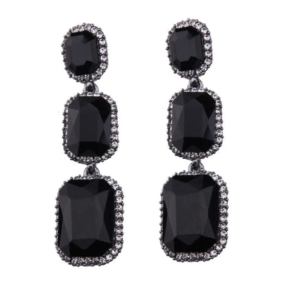 Occident Alloy Pear Earrings ( Black ) Nhjq6025