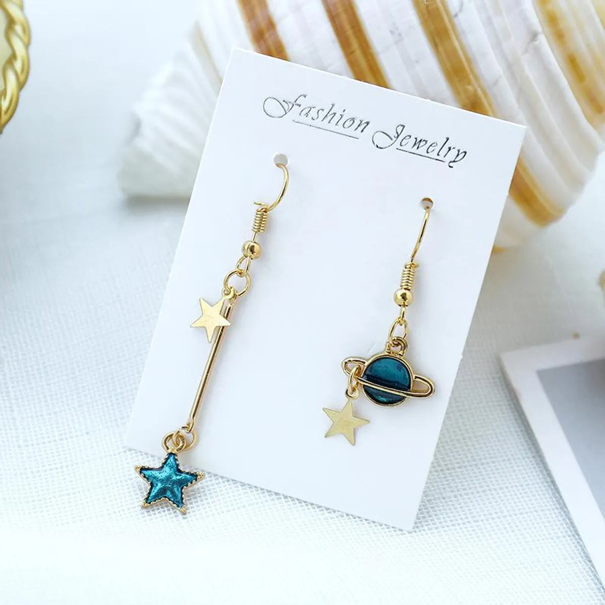 Ocean Blue Ins Wind Moon Cosmic Earrings Nhsd156850