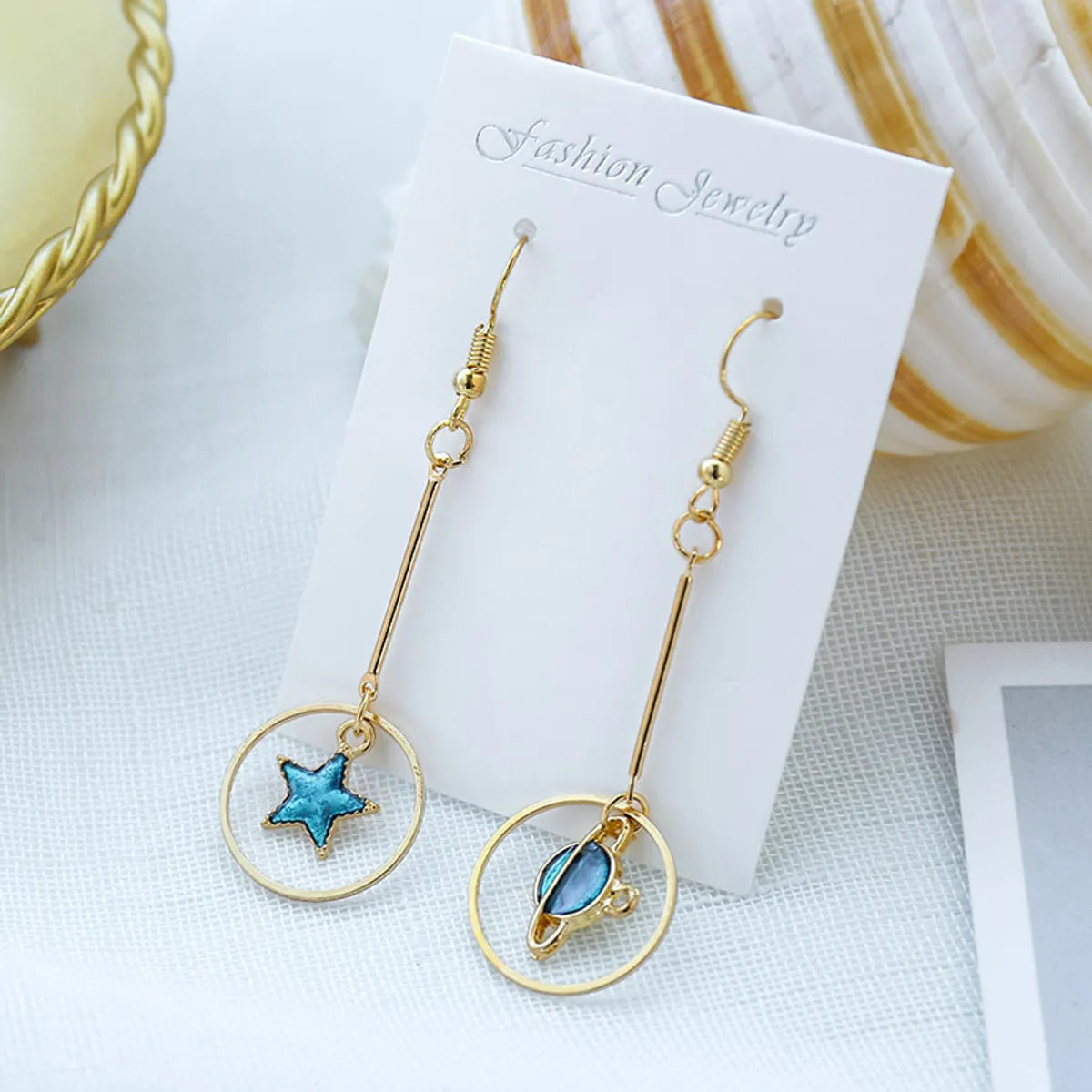 Ocean Blue Ins Wind Moon Cosmic Earrings Nhsd156850