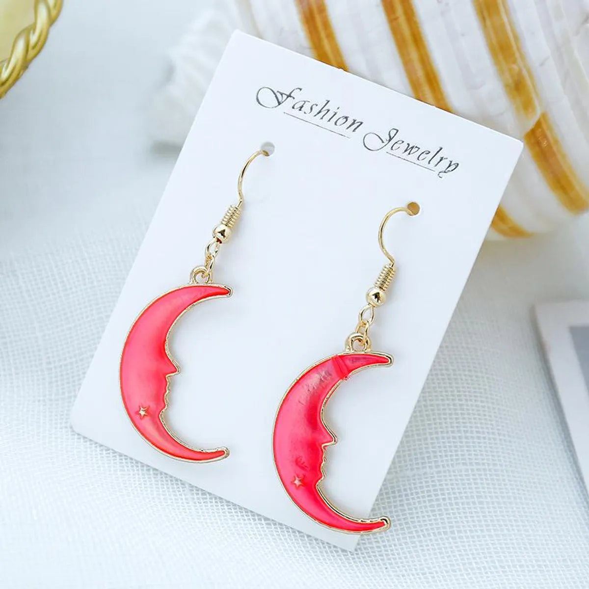 Ocean Blue Ins Wind Moon Cosmic Earrings Nhsd156850