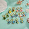 Ocean Colored Ceramic Small Fish Lucky Koi Earrings With Enamel Oil Painting And Electroplating Design