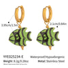 Ocean Colored Ceramic Small Fish Lucky Koi Earrings With Enamel Oil Painting And Electroplating Design