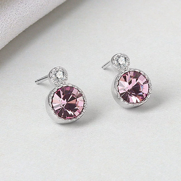 Ocean Heart S925 Sterling Silver Earrings With Austrian Crystal Geometric Retro Fashion Earrings For Women