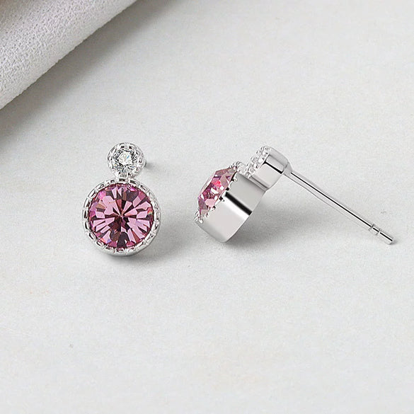 Ocean Heart S925 Sterling Silver Earrings With Austrian Crystal Geometric Retro Fashion Earrings For Women