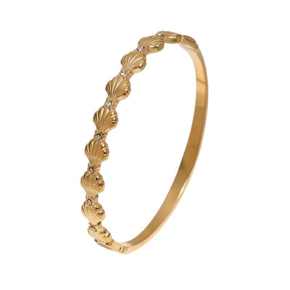 Ocean Seashell Bracelet For Women Stainless Steel Gold Plated Waterproof Colorfast Vacation Style Jewelry