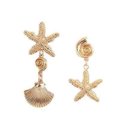 Ocean Series Starfish Shell Metal Earrings Wholesale Nihaojewelry