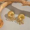 Ocean Style Shell Coral Octopus Exaggerated Earrings Jewelry In Titanium Steel With Electroplating For Women