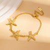Ocean Style Stainless Steel Fake Starfish And Shell Convergence Bracelet With Electroplating For Women