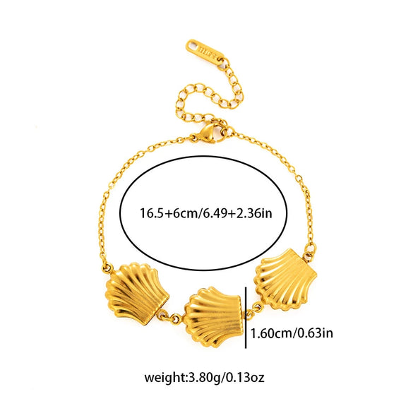 Ocean Style Stainless Steel Fake Starfish And Shell Convergence Bracelet With Electroplating For Women