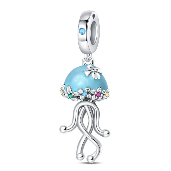 Ocean Wind Seahorse Whale Pendant Beads Diy Silver Plated Bracelet With Dripping Oil Treatment
