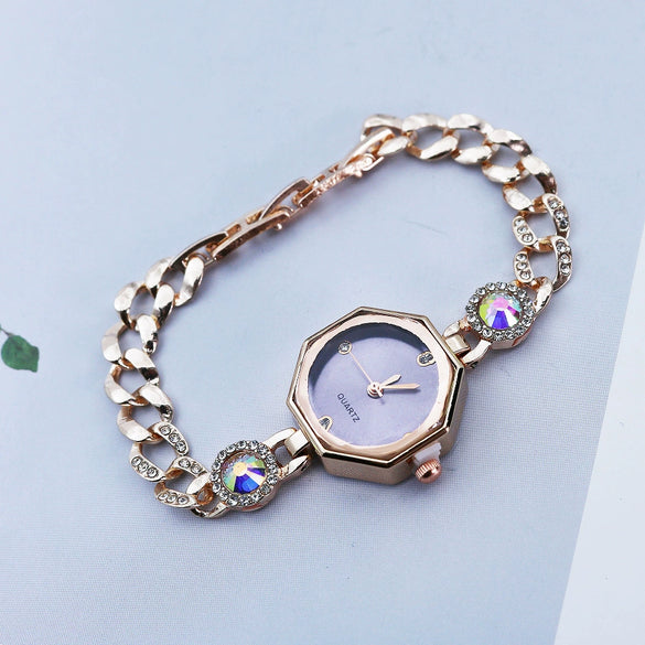 Octagonal Diamond Women's Alloy Bracelet Watch Fashionable Quartz Watch