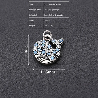 One Pack 11.5*12mm Hole 3~3.9mm Copper Zircon Ancient Silver-Plated Gold Plated Whale Polished Pendant