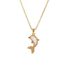 Opal Dolphin Titanium Steel Necklace With Mixed Gem Inlay Animal Zodiac Style