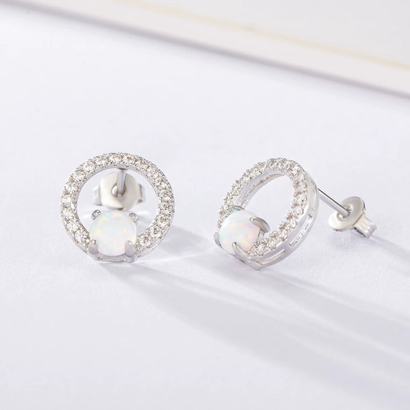 Opal Earrings Copper Geometric Style Electroplating For Women