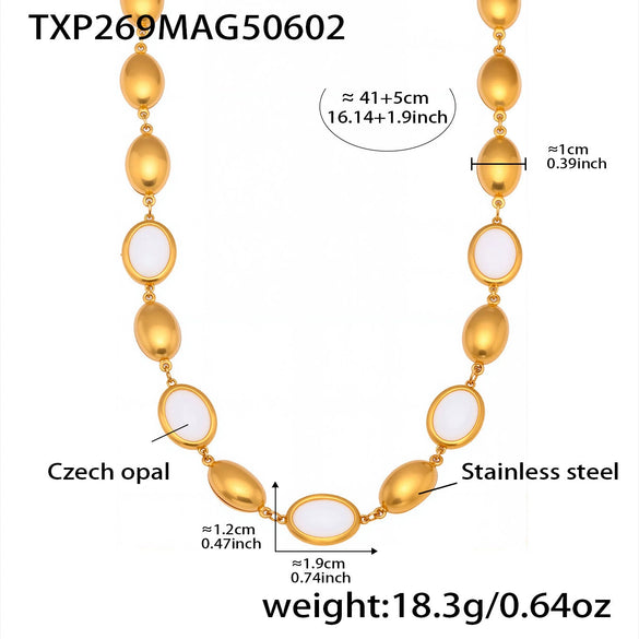 Opal Jewelry Set 316L Stainless Steel 18K Gold Electroplated Luxury Style