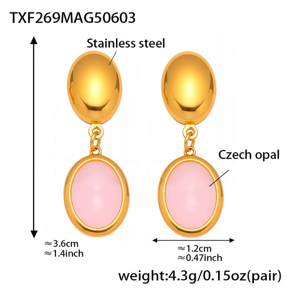 Opal Jewelry Set 316L Stainless Steel 18K Gold Electroplated Luxury Style
