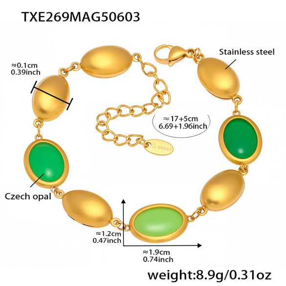 Opal Jewelry Set 316L Stainless Steel 18K Gold Electroplated Luxury Style