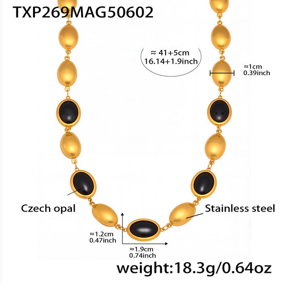 Opal Jewelry Set 316L Stainless Steel 18K Gold Electroplated Luxury Style