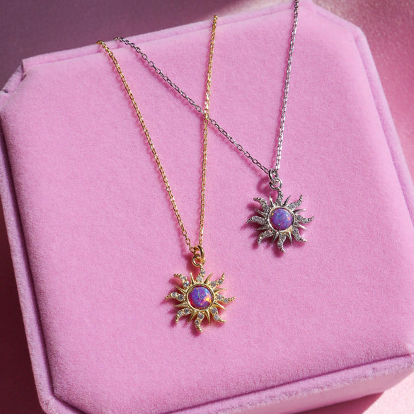 Opal Necklace Copper Zircon Geometric Literature And Art Style Micropaved Diamond