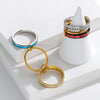 Opal Rings Stacking Style Geometric Titanium Steel Electroplated