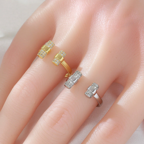 Open Adjustable Hammer Ring In Heart Shape Made Of Copper With Electroplating