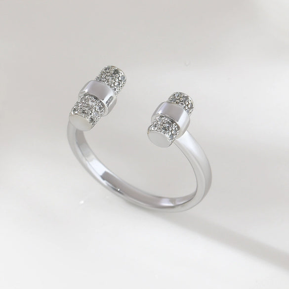 Open Adjustable Hammer Ring In Heart Shape Made Of Copper With Electroplating