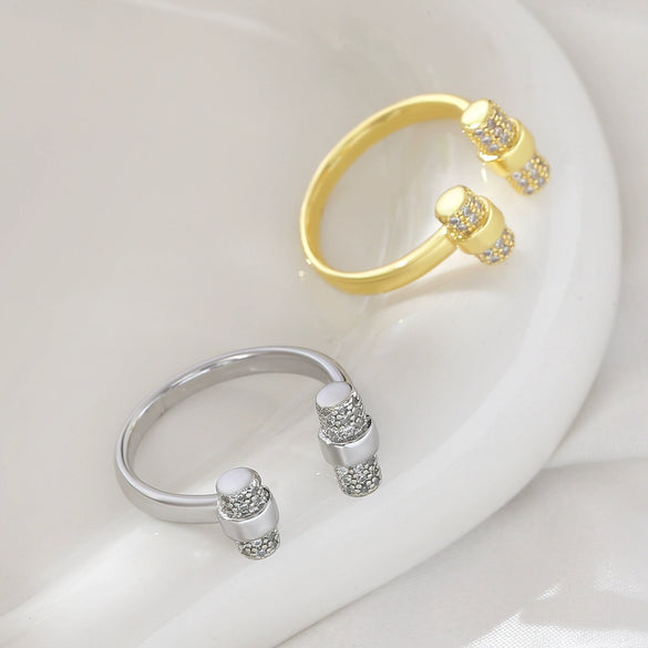 Open Adjustable Hammer Ring In Heart Shape Made Of Copper With Electroplating