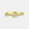 Open Adjustable S925 Sterling Silver Ring Fashionable Style Simple And Versatile With Row Diamonds Electroplated For Women And Unisex