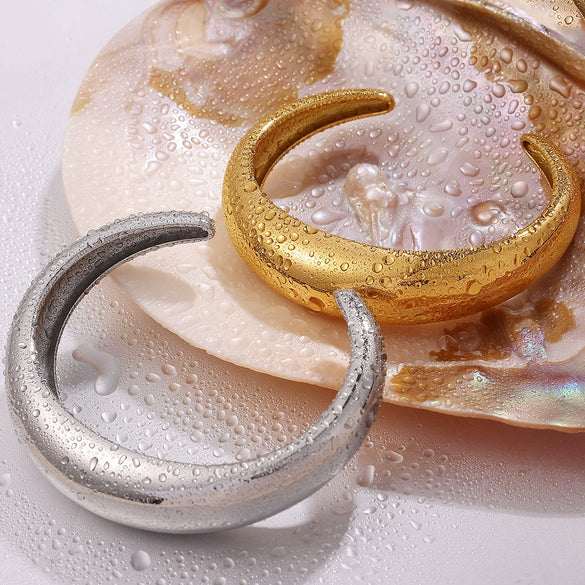 Open Cshaped 316L Stainless Steel Bracelet Plated With Gold Simple Geometric Style For Women