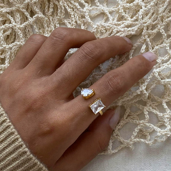 Open Ring Stainless Steel Gold Plated Geometric Minimalist Women's Ring