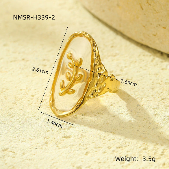 Open Ring Stainless Steel Ocean Series Scallop Starfish Adjustable Hand Jewelry Electroplated