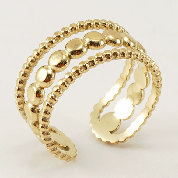 Open Ring 316L Stainless Steel Women's Geometric Four Leaf Clover Electroplated