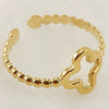 Open Ring 316L Stainless Steel Women's Geometric Four Leaf Clover Electroplated