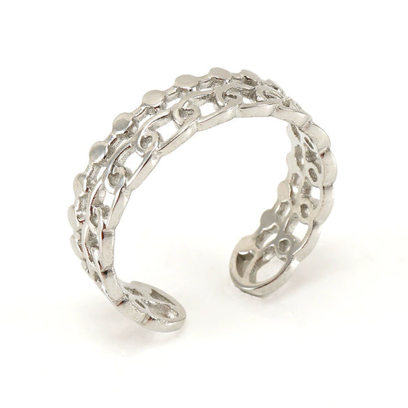 Open Ring 316L Stainless Steel Women's Geometric Four Leaf Clover Electroplated