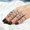 Open Water Drop Joint Ring Cut Out Heart Ring Jewelry Set Alloy Electroplated Drop Shape
