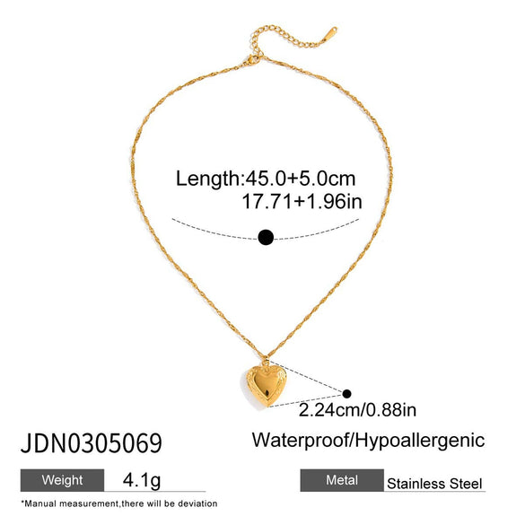 Opening And Closing Heart Titanium Steel And Stainless Steel Necklace With Geometric Pattern And Electroplating