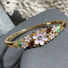 Openwork Enamel Flower Bangle With Plated Finish Elegant Decorative Jewelry Accessory
