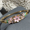 Openwork Enamel Flower Bangle With Plated Finish Elegant Decorative Jewelry Accessory
