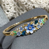 Openwork Enamel Flower Bangle With Plated Finish Elegant Decorative Jewelry Accessory