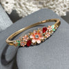 Openwork Enamel Flower Bangle With Plated Finish Elegant Decorative Jewelry Accessory