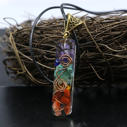 Orgonite Chakela Necklace Crystal Semi-Precious Stone Gravel Meditation Seven Chakra Pendant