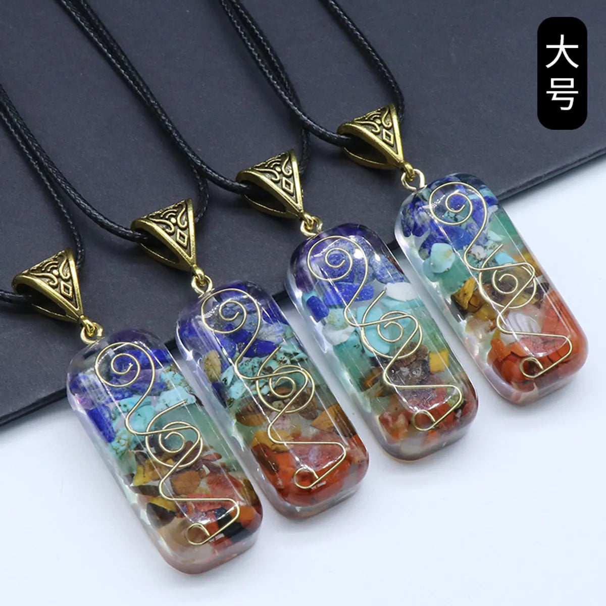 Orgonite Chakela Necklace Crystal Semi-Precious Stone Gravel Meditation Seven Chakra Pendant