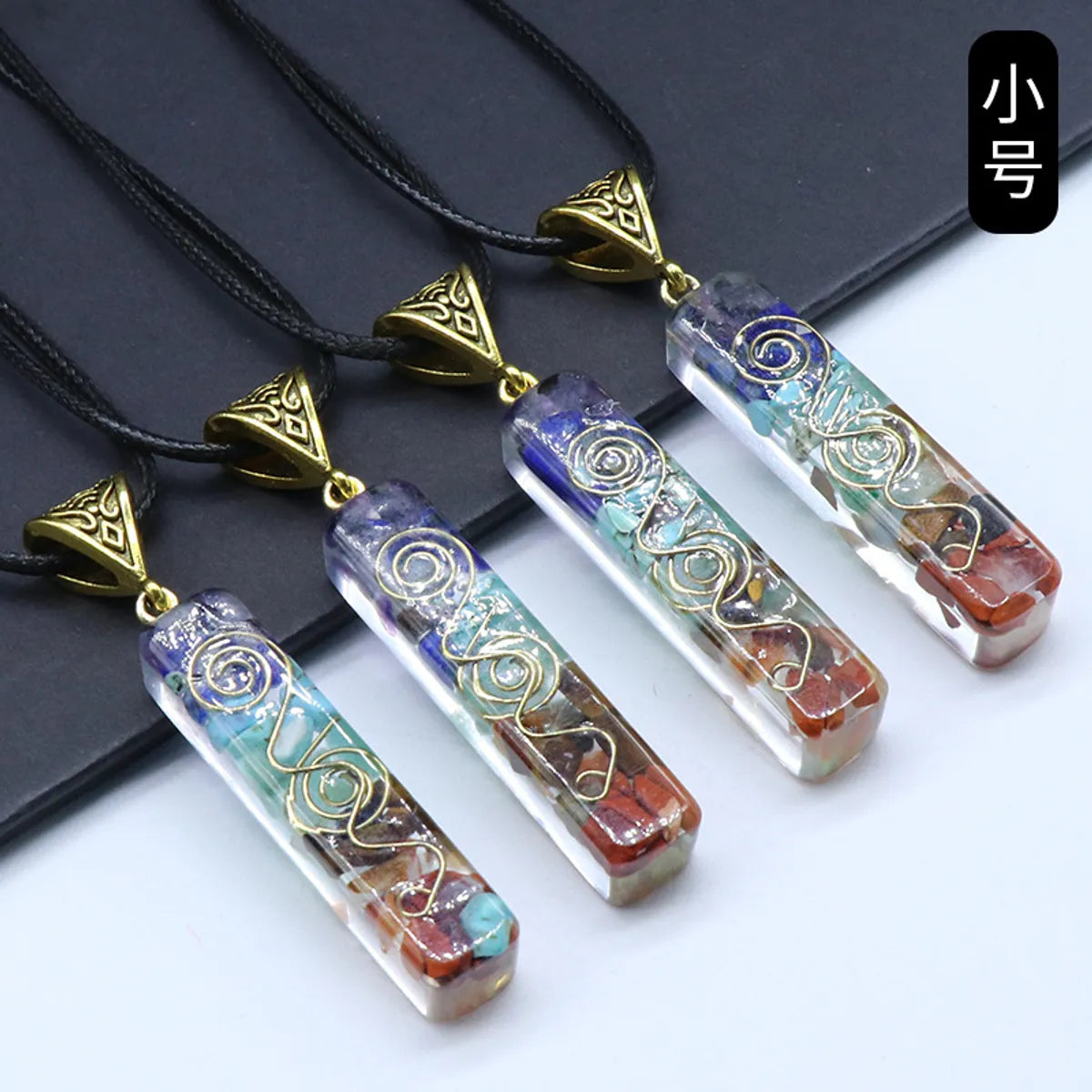 Orgonite Chakela Necklace Crystal Semi-Precious Stone Gravel Meditation Seven Chakra Pendant