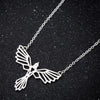 Origami Geometric Flying Bird Pendant Necklace In Stainless Steel With Electroplated Ochain For Women