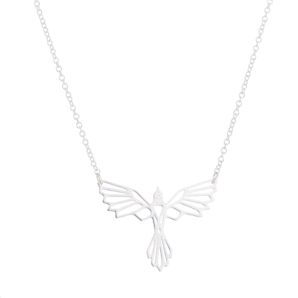 Origami Geometric Flying Bird Pendant Necklace In Stainless Steel With Electroplated Ochain For Women