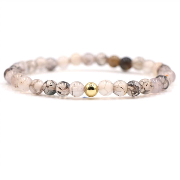 Original Design Copper Unisex Bracelet With 6Mm Natural Tiger Eye And Malachite Stone Beads Geometry Style