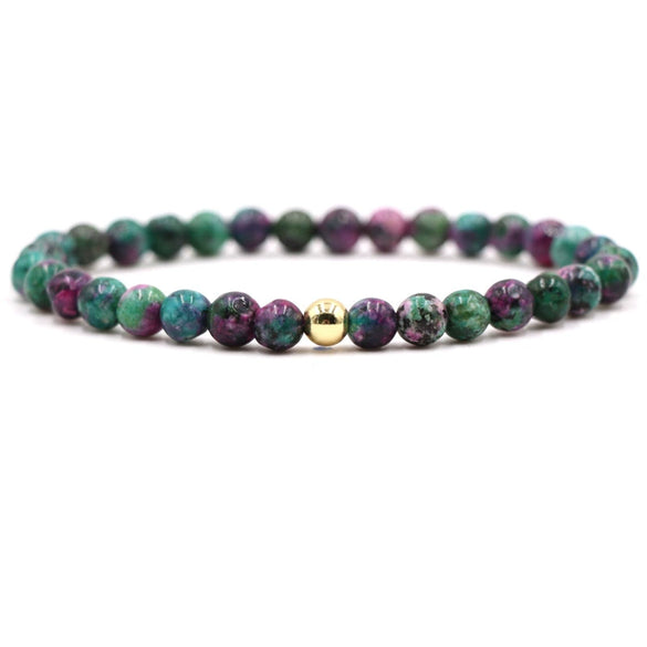 Original Design Copper Unisex Bracelet With 6Mm Natural Tiger Eye And Malachite Stone Beads Geometry Style