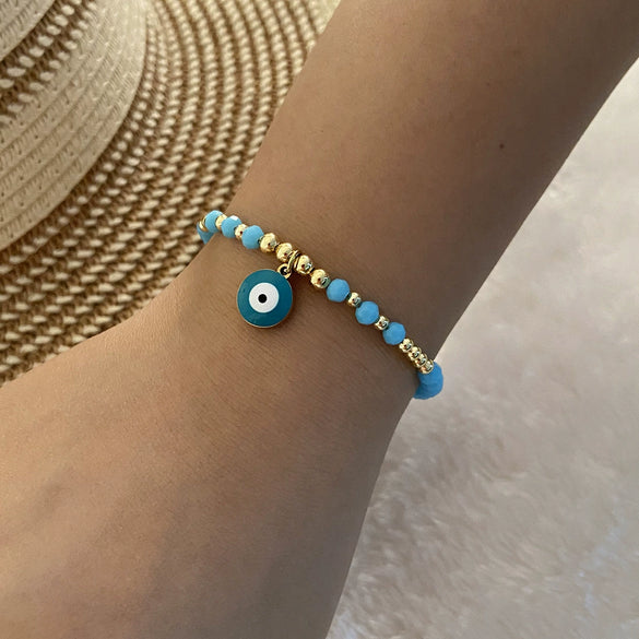 Original Design Devil's Eye Women's Handmade Artificial Crystal Beaded Bracelet