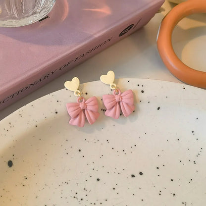 Original Design Flower Bow Knot Alloy Stoving Varnish Women'S Drop Earrings